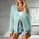 thumbnail image 2 of Mujeres de la Moda de la Playa Casual Color Sólido Hueco de Verano de Punto Cardigan Humo para la Primavera Y el Verano, 2 of 5