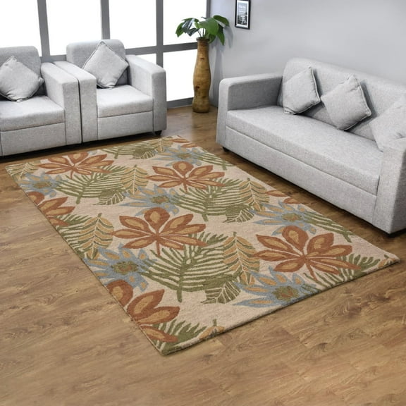 Rugsotic Carpets Hand Tufted Wool Eco-Friendly Area Rugs - 8'x10', Rectangle, Cream, Modern Contemporary Design, High Pile Handmade Anti Skid Rugs for Living Room, Bed Room (K00300)