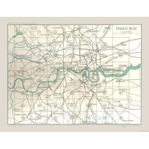 Historic Map - London England Atlas Index - Philip 1902 - Vintage Wall Art