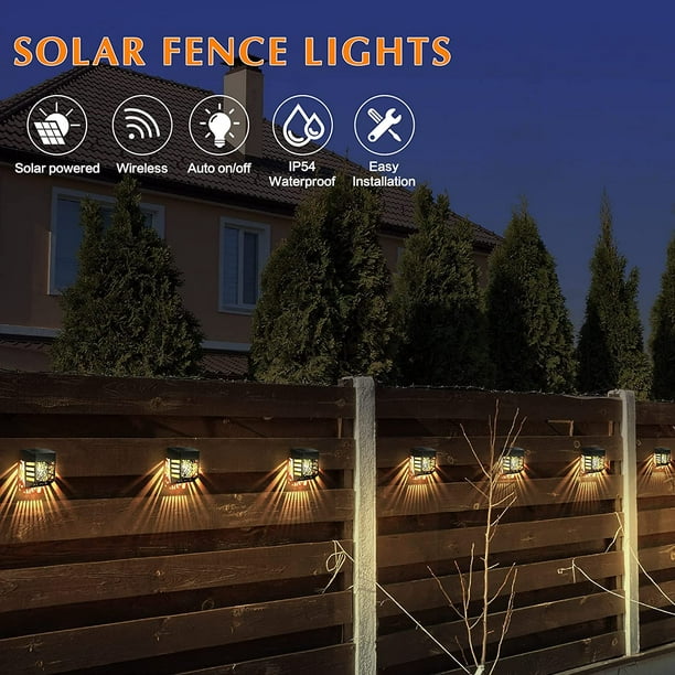 Lampe solaire LED imperméable applique murale Auto ON/OFF à la nuit pour  paysage extérieur Jardin Clôture Cour