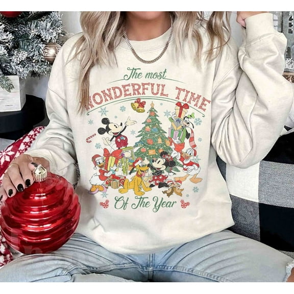 Disney Mickey & Friends Holiday Sweatshirt, It'S Wonderful Time Of The Year Disney Holiday Sweater, Disney Holiday, Family Holiday Sweatshirt, S-5XL Sweatshirt