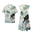 thumbnail image 4 of Garronmavis Lotus Cat Matching Couple Outfits Mens Button Down Shirt Size S Hawaiian Tops Workwear and Womens Short Sleeve Dress A-Line Elegant Summer Beach Dresses, 4 of 7