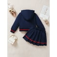 thumbnail image 4 of Mikrdoo Kid Girl's Cute Emboridery Button Down Hooded Baseball Jacket Pleated Skirt Set 2Pcs Preppy Style Clothes For Spring Fall, Gift, 4 of 9