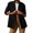 Black, variant on Women's Lapel Double Breasted Denim Jacket Washed Oversized Long Sleeve Casual Jean Coat with Patch Pockets