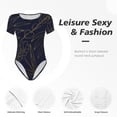 thumbnail image 4 of Balery Copper-Gold Gloss Outline Flower Body de cuello redondo de manga corta para mujer Tops de manga corta Tops básicos-Medium, 4 of 7