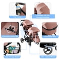 thumbnail image 3 of Reasea Double Stroller, Convertible Twin Stroller, Double Infant Stroller for Newborn and Toddler, Pink, 3 of 8