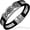 Black, variant on Stainless Steel Black Rubber Silicone Silver-Tone Greek Key Men's Bracelet with Clasp