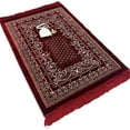 thumbnail image 2 of Modefa Turkish Islamic Velvet Prayer Rug - Thick & Wide Soft Praying Carpet for Men & Women - Large Prayer Mat - Eid & Ramadan Gift - with Kufi Cap, Beads & Car Hanger - Double Plush (KB Red), 2 of 5