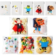 CCINEE 200pcs Halloween Treat Bags Transparent Color Self-Adhesive Cellophane Cookie Bags for Party Favors Decoration