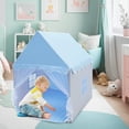 thumbnail image 3 of KORIMEFA Princess Castle Play Tent for Girls Ages 3-6, Indoor/Outdoor Kids Playhouse with Soft Floor Mat, Foldable Tent for Imaginative Games（Blue）, 3 of 10