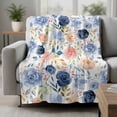 thumbnail image 2 of Colorful Flowers Blanket Soft Cozy Warm Throw Blanket for Couch, Plush Fuzzy Flannel Fleece Blankets for Sofa, Watercolor Botanical Farmhouse Floral Bed Blankets Lightweight Gifts for Women, 40"x60", 2 of 9
