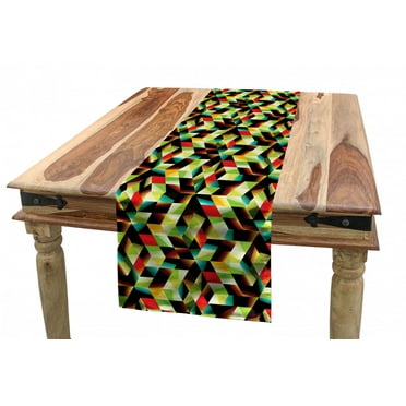 Colorful Table Runner, Polygonal Pattern with Triangle Shapes Futuristic Inspirations Repetitive Simple, Dining Room Kitchen Rectangular Runner, 3 Sizes, by Ambesonne