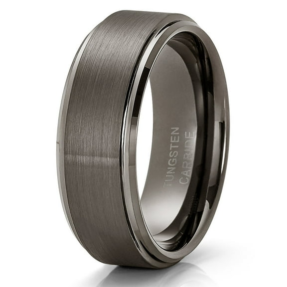 8mm Gunmetal Tungsten Ring Men & Women Tungsten Wedding Ring Anniversary Ring Engagement Ring