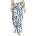 thumbnail image 2 of Picia Vintage Floral Birds Womens Soft Woven Cotton Elastic Waistband Sleep Pajama Pant Lounge Sleep Pant With Pockets And Drawstring-Large, 2 of 9