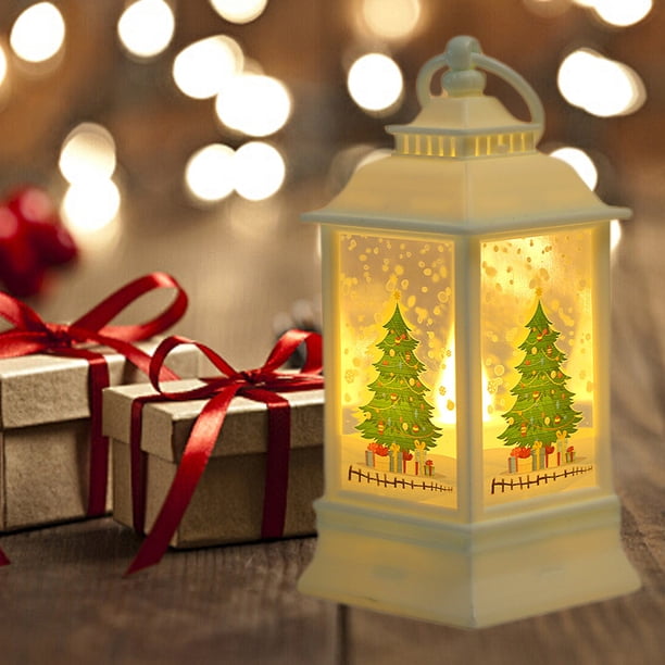 Decoración navideña iluminada con batería, incluye luces LED transparentes, farol colgante para árbol de Navidad, accesorios novedosos, luz para fiesta de Navidad, decoración del hogar, luces decorati