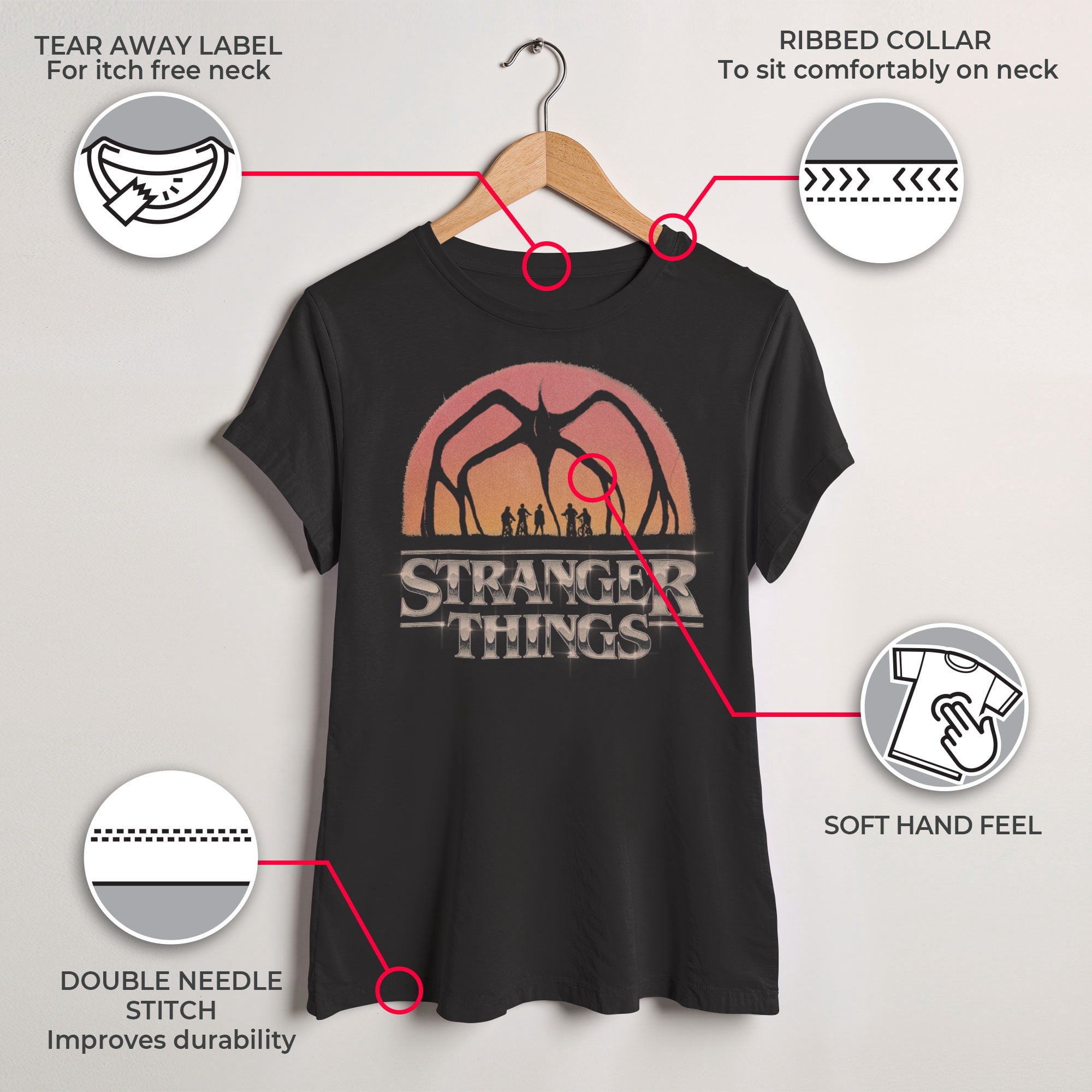 Netflix Women's Stranger Things Mind Flayer Sunset Chrome Logo T Shirt