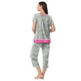 thumbnail image 3 of Layla Women's Sleepwear 2-Piece Knit Short Sleeve Top and Pant Pajama Set, Sizes XS-4X, 3 of 6