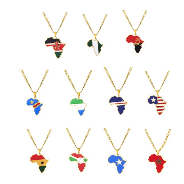 Baohd Fashionable Statement Piece Necklace With Africa Map Pendant Lightweight Somalia 1Set