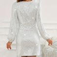 thumbnail image 5 of biudgviw Cocktail Dresses for Women Sequin Long Sleeve V Neck Mini Dress Fashion Party Sparkly Clubwear Dress, 5 of 6