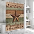 thumbnail image 5 of Country Stars Bathroom Shower Curtains with Hooks, Vintage Wood Striped Bless Our Home Farm Waterproof Fabric Washable Shower Curtain for Home Hotel Bathtub Decor 72x72 Inch, 5 of 9