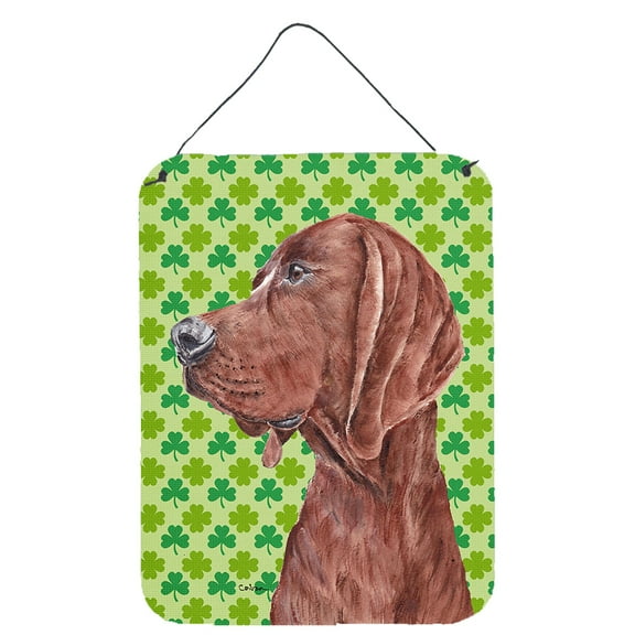 Redbone Coonhound Lucky Shamrock St. Patricks Day Wall or Door Hanging Prints