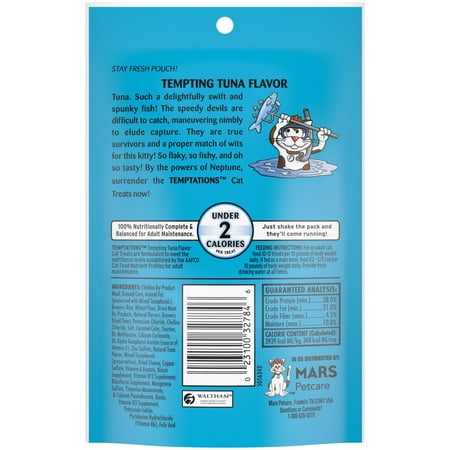 TEMPTATIONS Classic Crunchy and Soft Cat Treats Tempting Tuna Flavor, 3 oz. Pouch