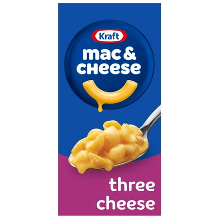 Kraft Three Cheese Mac N Cheese Dinner with Mini-Shell Pasta, 7.25 oz Box, Shelf-Stable