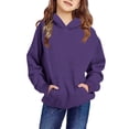 thumbnail image 4 of Hicidod Girls Hoodies Long Sleeve Fleece Lined Kids Pullover Tops Winter Warm Fashion Solid Casual Hooded Boys Sweatshirt, 4 of 7