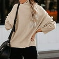 thumbnail image 5 of KDFJPTH Women Solid Color Long Sleeve Cowl Neck Pullover Sweater, 5 of 5