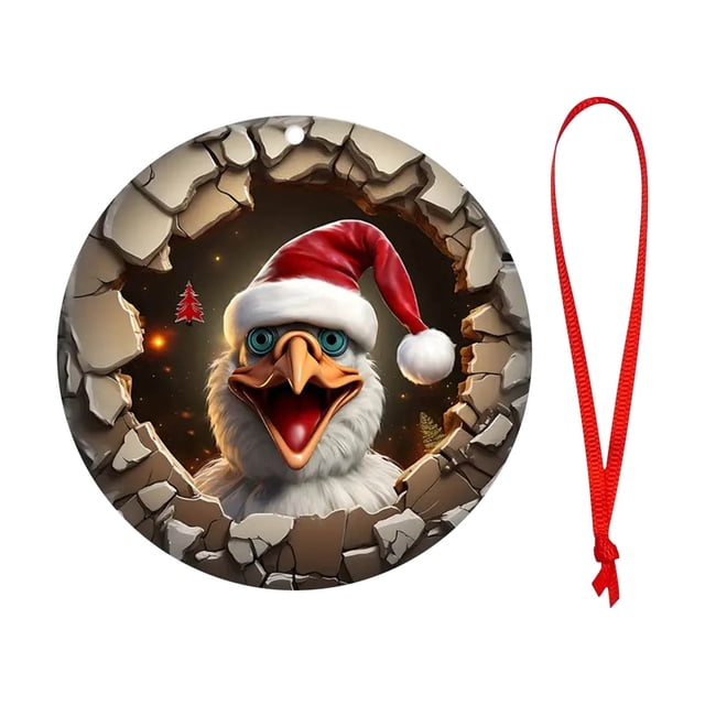 Christmas Smiling Animals With Santa Hats Tree Ornaments