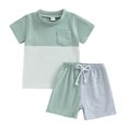 thumbnail image 1 of YTDSCS Infant Baby Boys Color Block Short Sleeve T-Shirt Tops + Elastic Waist Shorts Set 2PCS Outfit Summer Tees Shorts Tracksuit Set 6 Months -3 Years Old, 1 of 9