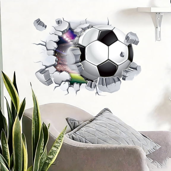 Game Day Soccer Essentials 3D Soccer Wall Art Decals, Room Football Wall Stickers for Sports Theme Decor, Easy to Install with Vivid 3D Visual Effect, Fit for Bedroom Playroom Classroom