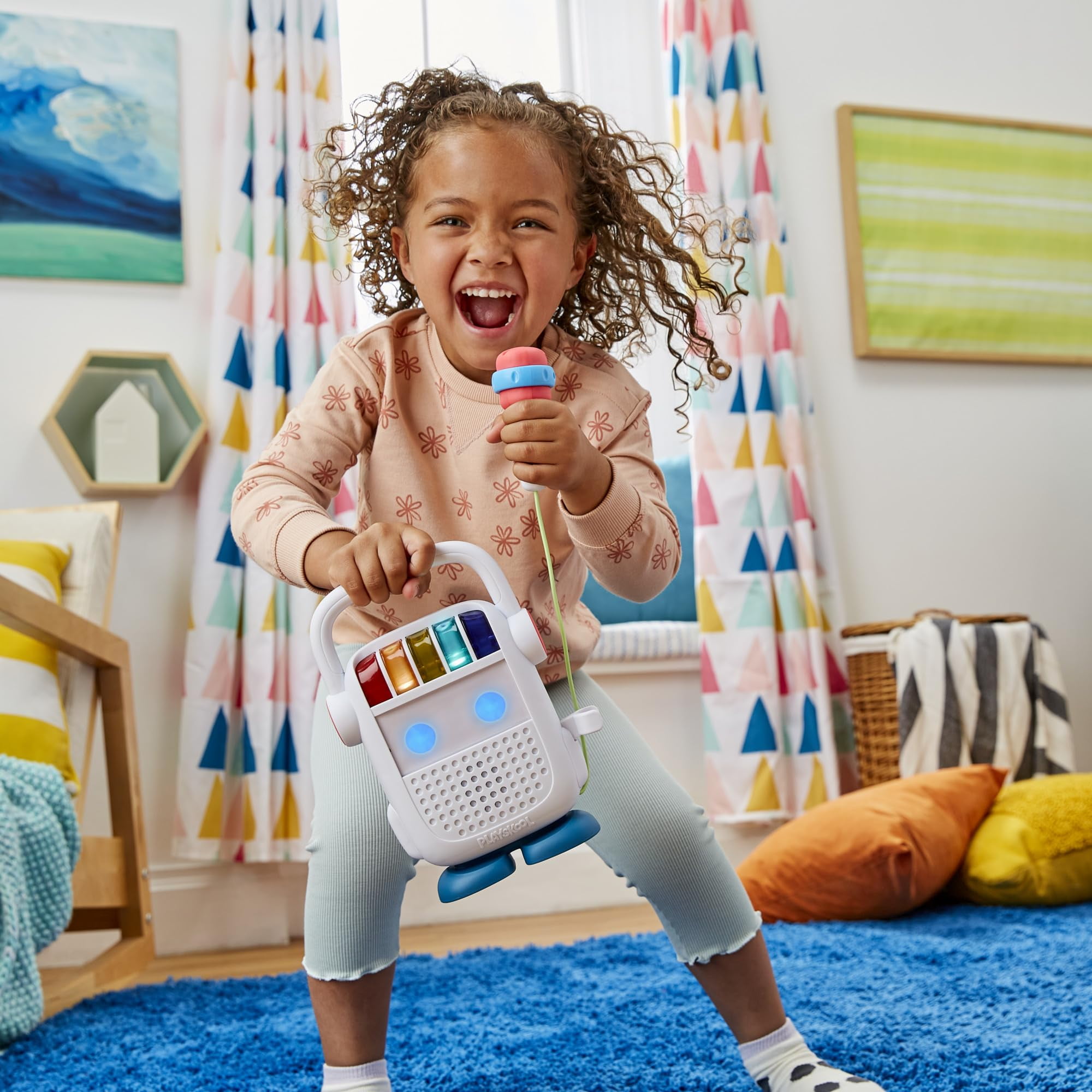 Playskool Rock n’ Roll Bot, Kids Bluetooth Speaker and Voice Changing Karaoke Microphone Toy, Ages 3 and Up (Exclusive)