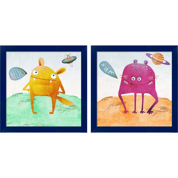 Great Art Now Alien Friend A by Skip Teller, 2 Piece Framed Art Set Each 14"W x 14"H