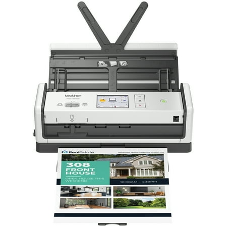 Brother - ADS-1800W Compact Wireless Duplex Desktop Scanner with Single Pass Double-Sided Scanning - White