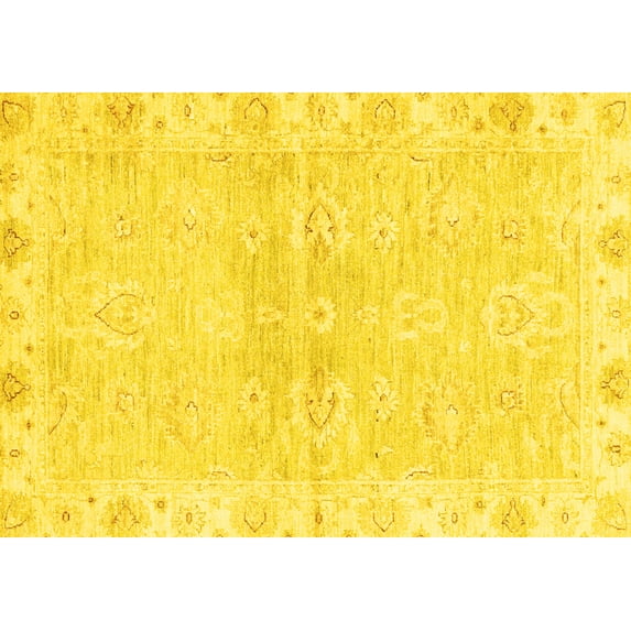 Ahgly Company Machine Washable Indoor Rectangle Abstract Yellow Modern Area Rugs, 5' x 7'
