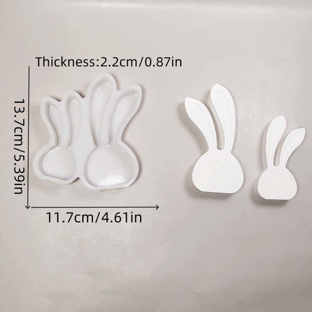Easter Bunny Silicone Mold Double Rabbit Ornaments Mould Long Eared Rabbit Plaster Ornaments Home Decoration Mold