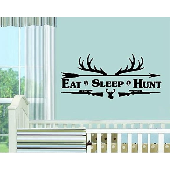 Eat Sleep Hunt #2 Children, Wall or Window Decal (Small 13" x 27", Black)