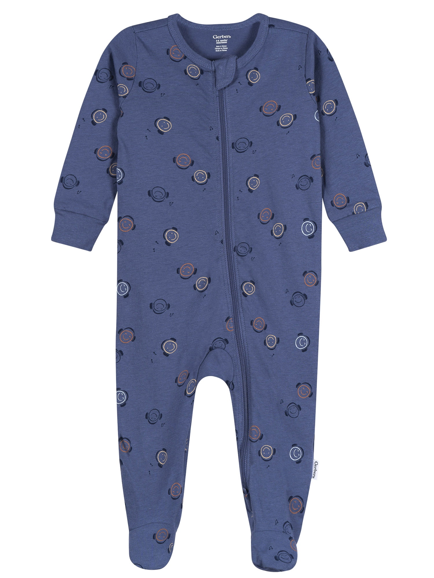 Gerber Baby Neutral Sleep N´ Play 2-Way Zipper Footed Pajamas, 4-Pack, Sizes, Newborn - 6/9 Months