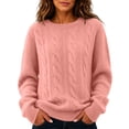 thumbnail image 2 of yillto Womens Cable Knit Sweater Top Long Sleeve Crewneck Pullover Warm Fall Winter Loose Sweaters Tops, 2 of 7
