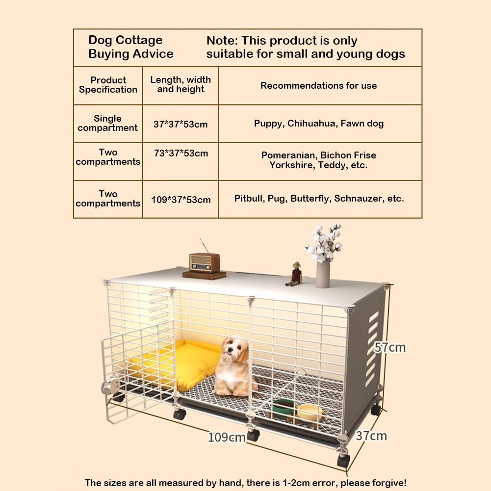 golytefs Dog Crate End Table Wired Dog Kennels with Wheels & Tray Indoor Dog House