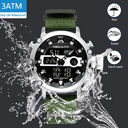 MEGALITH montres de sport pour hommes argent militaire numérique hommes  montre chronographe étanche montres-bracelets pour homme garçons avec  lumière LED Quartz multifonction cool montres alarme chro | Walmart Canada
