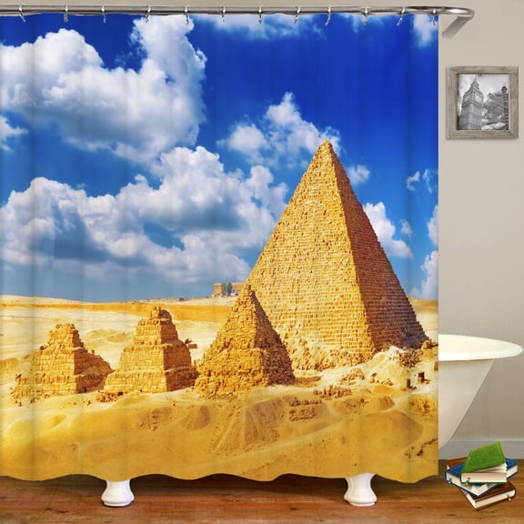 Ancient Egypt Pyramid Scenery Printed Shower Curtain With Decor Waterproof Bathroom Curtain 3D Shower Curtains 240*180cm
