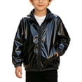 thumbnail image 2 of Mifsaly Girls Boys Shiny Jacket Lightweight Stand Collar Full Zip Casual Coats Kids Fall Spring Outdoor Outerwear with Pockets, 2 of 9