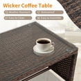 thumbnail image 4 of Omniberg 32 Inch Outdoor Wicker Coffee Side Table, Rectangular Patio Bistro Table Bar Dining Table with Tempered Glass Top for Garden Yard Porch, 4 of 8