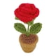 thumbnail image 3 of Decoración de maceta con flores tejidas a mano | Rosa de ganchillo tejida en fibra de poliéster | Mini decoración para el salpicadero, la oficina o el hogar | Planta artificial sin mantenimiento, 3 of 4