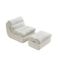 thumbnail image 5 of IVV Modern Compressed Lounge Chair with Ottoman, 31.89-Inch Armless Comfy Corduroy Upholstered Sleeper Sofa Chair for Living Room and Bedroom, Beige, 5 of 9