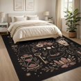 thumbnail image 3 of ODIKA 8'x10' Washable Area Rug Black Pink Mystical and Floral Design Enigmatic Motifs with Cats, Moons, Symbols for Living Room, Under Sectional, Family , Durable, Non-Slip, 3 of 7