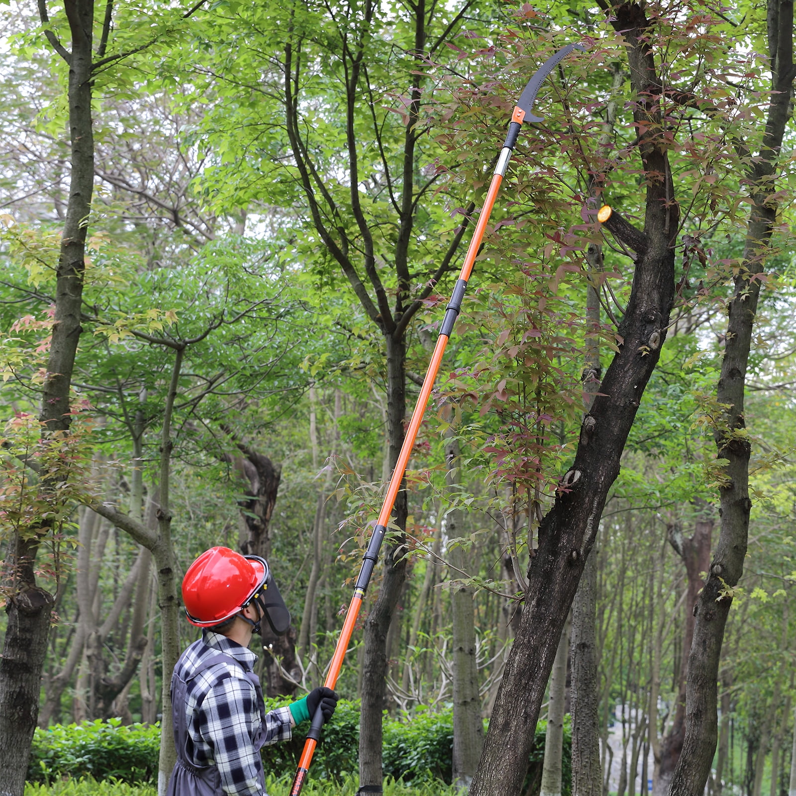 BENTISM Manual Pole Saw Extendable Tree Pruner 7.327ft Fiberglass Pole