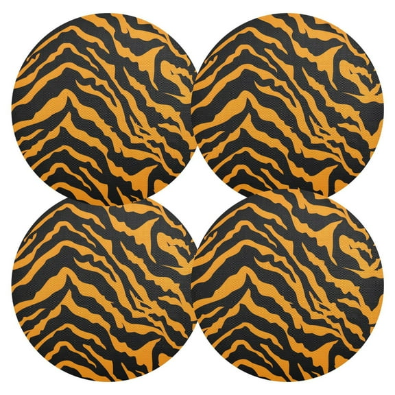 Ryvnso Tiger Print Background Round Plate Mats Dining Table Placemat Set of 4 for Holiday Decoration